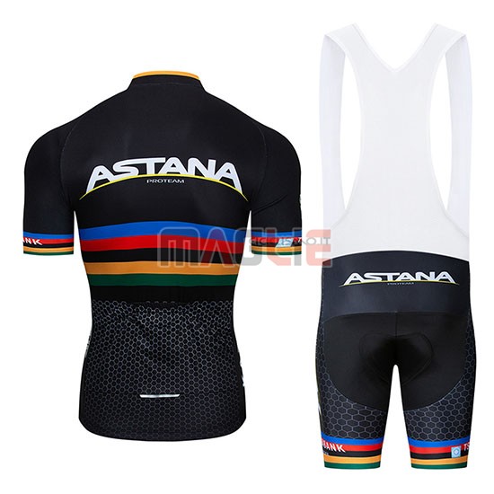 Maglia UCI Mondo Campione Movistar Manica Corta 2019 Nero Bianco